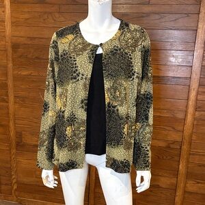 TanJay Women's Cardigan in Black and Gold Pattern